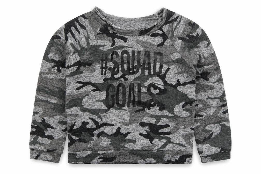 Young Dimension Girls Grey  Polyester Pullover Sweatshirt Size 8-9 Years  Pullover - Squad Goals