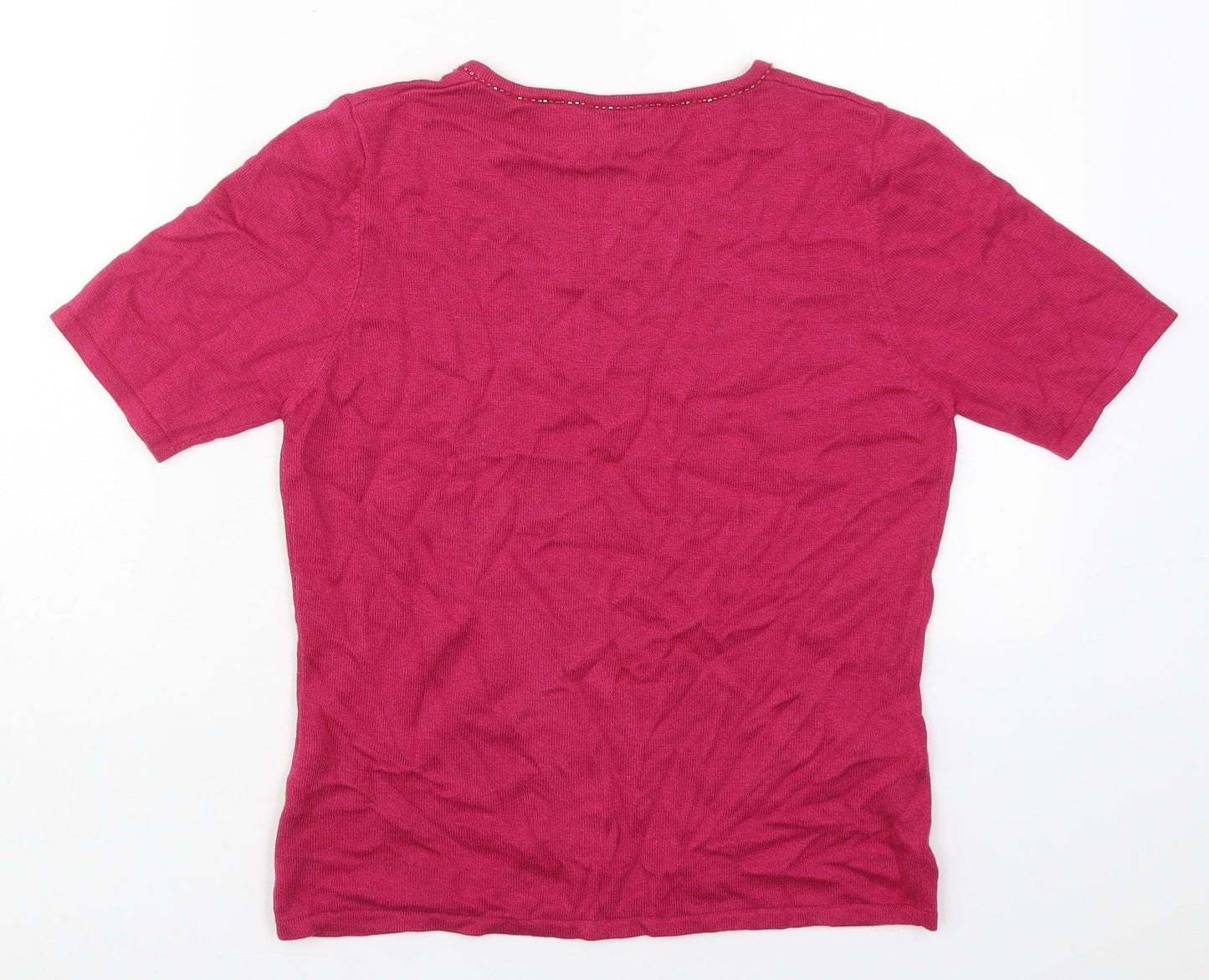 Country Casuals Womens Pink  Viscose Basic T-Shirt Size S Round Neck
