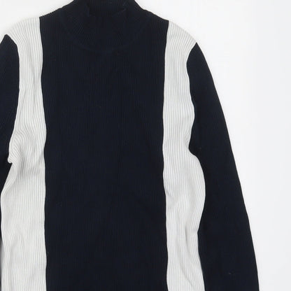 Zara Womens Blue Mock Neck  Viscose Pullover Jumper Size M