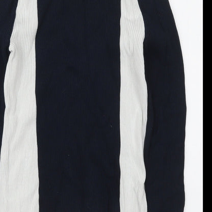 Zara Womens Blue Mock Neck  Viscose Pullover Jumper Size M