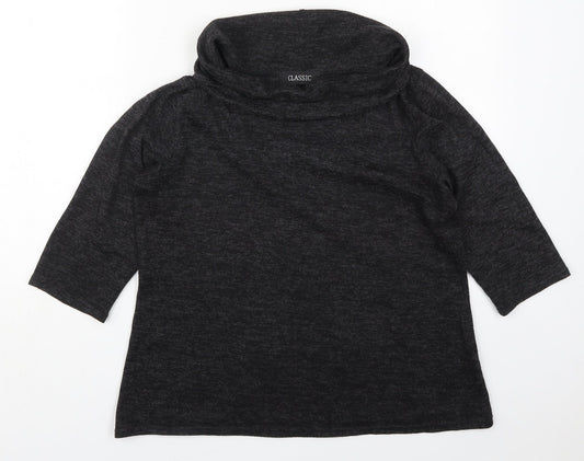 Classic Womens Grey  Viscose Basic T-Shirt Size 14 Roll Neck