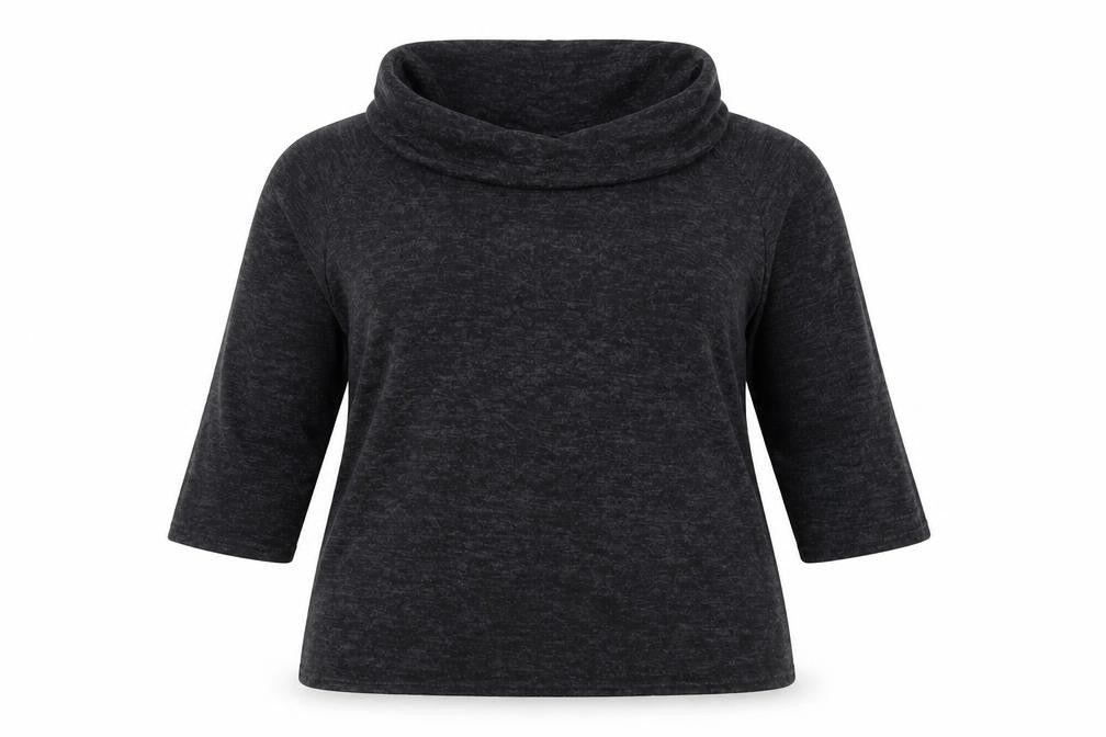 Classic Womens Grey  Viscose Basic T-Shirt Size 14 Roll Neck