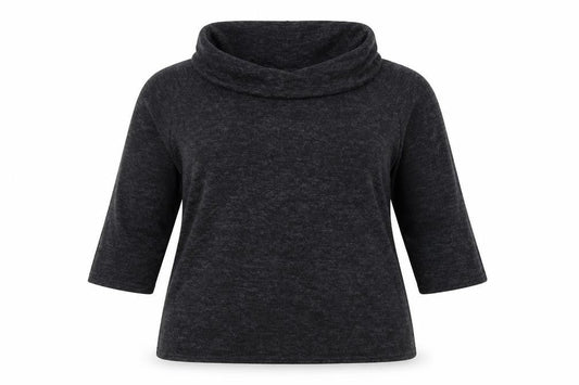 Classics Womens Grey  Viscose Basic T-Shirt Size 14 Roll Neck