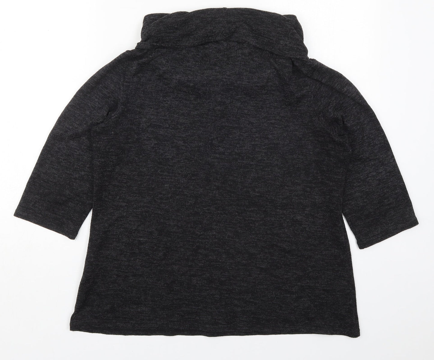 Classic Womens Grey  Viscose Basic T-Shirt Size 14 Roll Neck