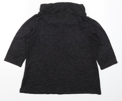 Classics Womens Grey  Viscose Basic T-Shirt Size 14 Roll Neck