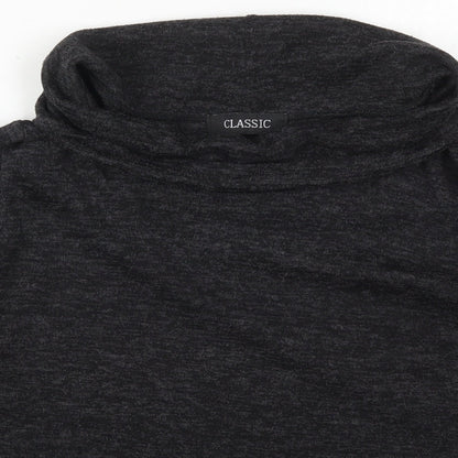 Classics Womens Grey  Viscose Basic T-Shirt Size 14 Roll Neck