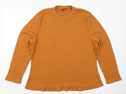 SheIn Womens Orange Round Neck  Cotton Pullover Jumper One Size