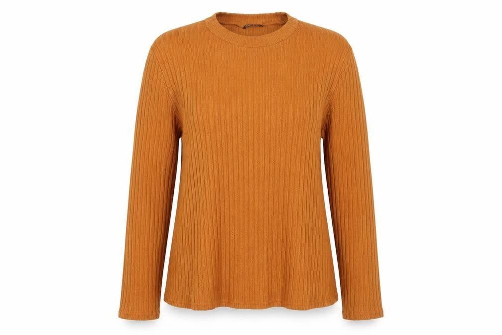 SheIn Womens Orange Round Neck  Cotton Pullover Jumper One Size