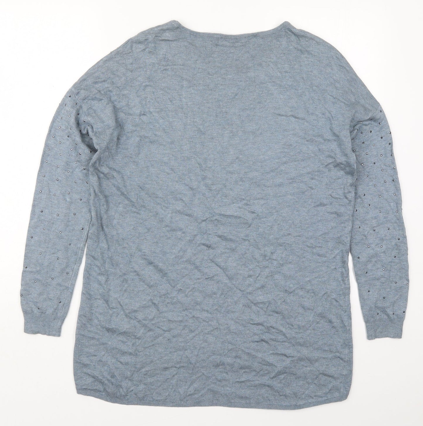Atmosphere Womens Blue Round Neck  Viscose Pullover Jumper Size 10