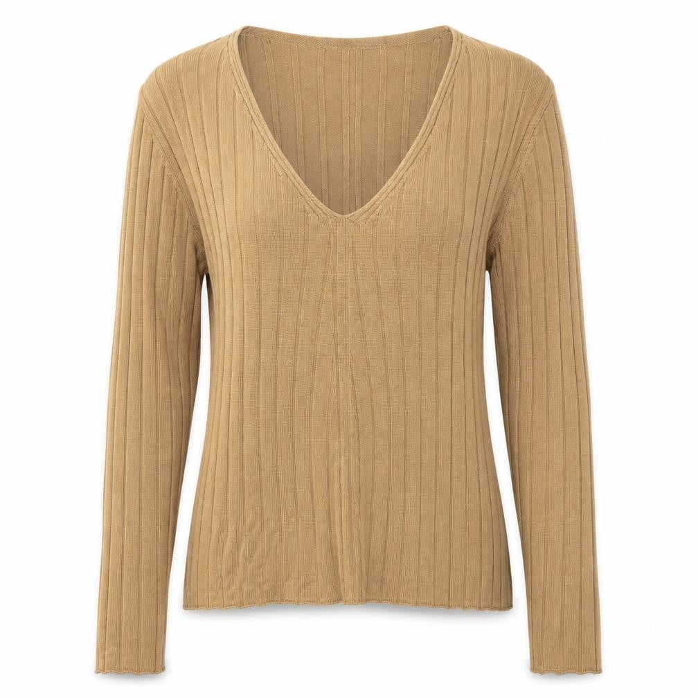 Topshop Womens Brown V-Neck  Acrylic Pullover Jumper Size M