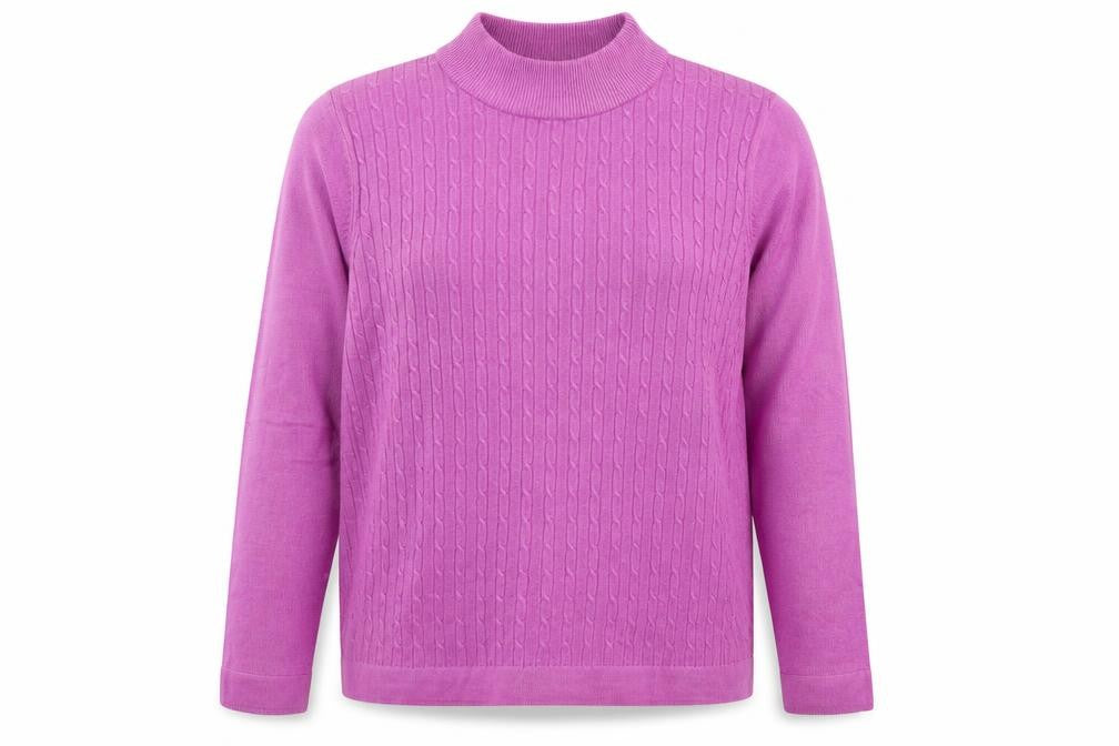 Bonmarché Womens Purple Mock Neck Acrylic Pullover Jumper Size L