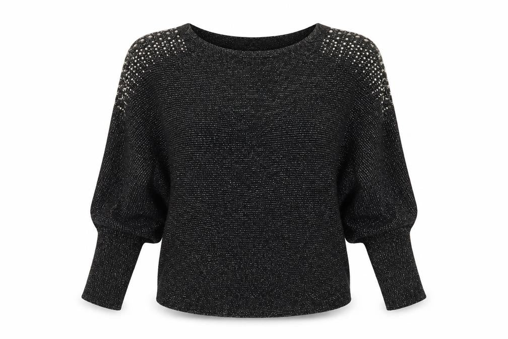 Foresta Bella Womens Black Round Neck  Viscose Pullover Jumper Size S