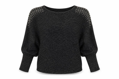Foresta Bella Womens Black Round Neck  Viscose Pullover Jumper Size S