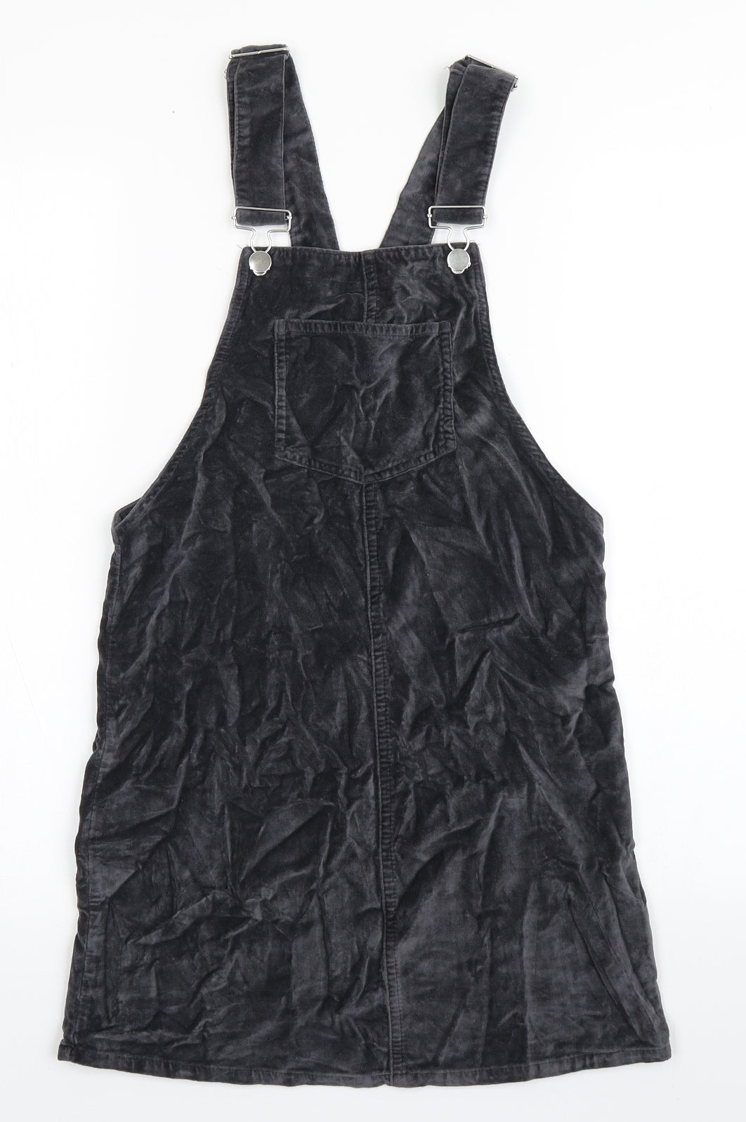 Primark Womens Grey  100% Cotton Dungaree One-Piece Size 4  Buckle