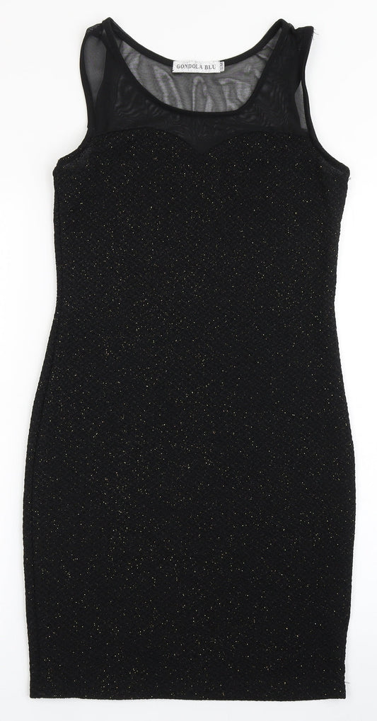 Gondola Blu Womens Black  Polyester Bodycon  Size S  Round Neck Pullover
