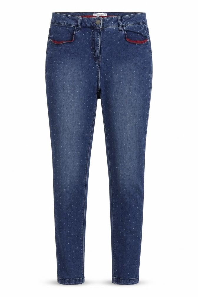 Matalan Womens Blue Polka Dot Cotton Skinny Jeans Size 8 L27.5 in Regular Button