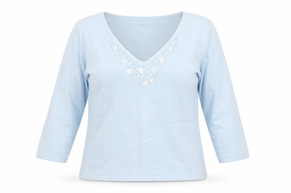 Definitions Womens Blue V-Neck  Ramie Pullover Jumper Size 16