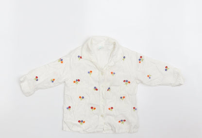 Adams Girls White Floral 100% Cotton Babydoll Pyjama Top Size 12-18 Months  Button
