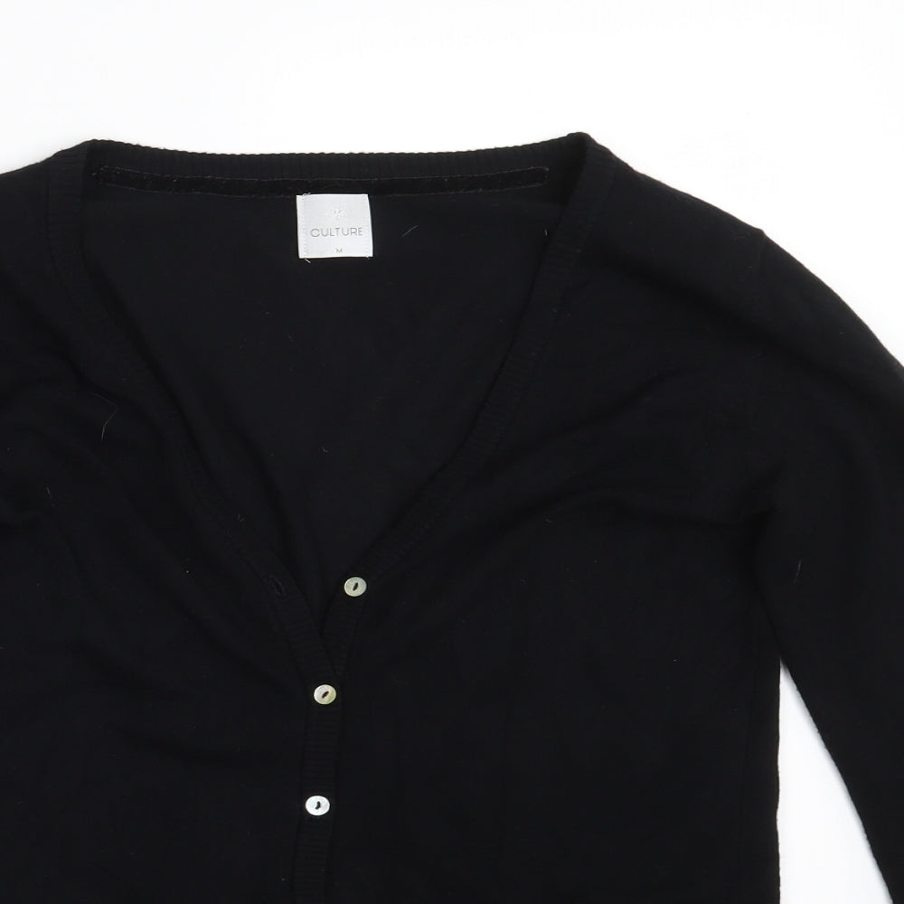 CULTURE Womens Black V-Neck  Viscose Cardigan Jumper Size M