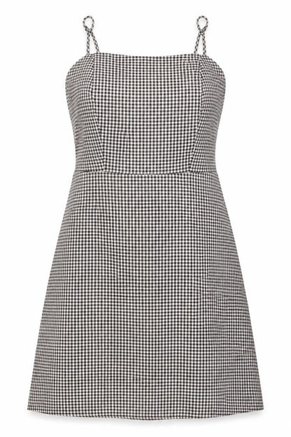SHEIN Womens Black Check Polyester A-Line  Size L  Off the Shoulder Zip