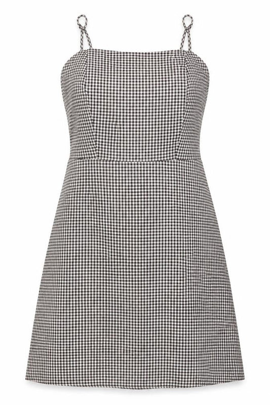 SheIn Womens Black Check Polyester A-Line  Size L  Off the Shoulder Zip