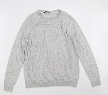 Preloved Maine Womens Grey Crew Neck Polka Dot Polyester Pullover Jumper Size 18 - Front
