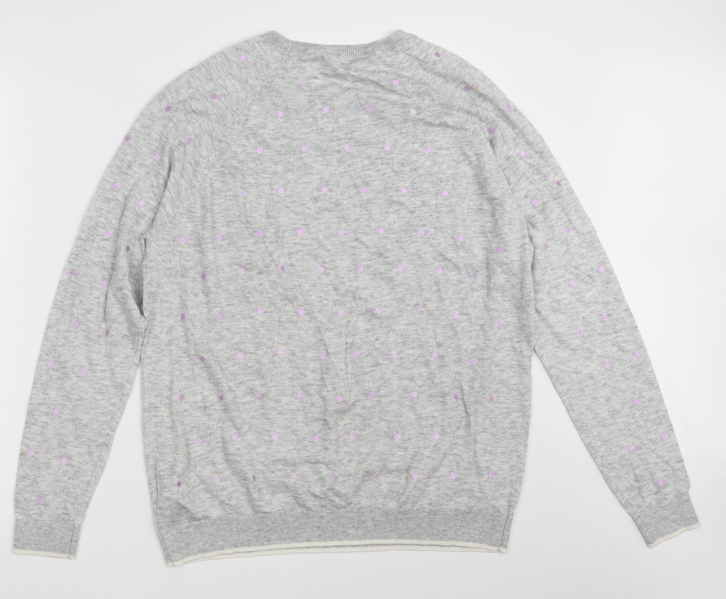 Maine Womens Grey Crew Neck Polka Dot Polyester Pullover Jumper Size 18
