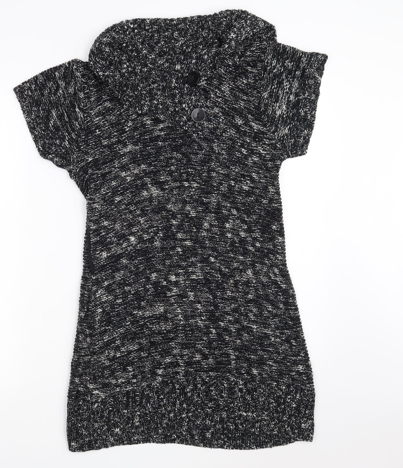 Papaya Womens Black Collared  Cotton Pullover Jumper Size 10