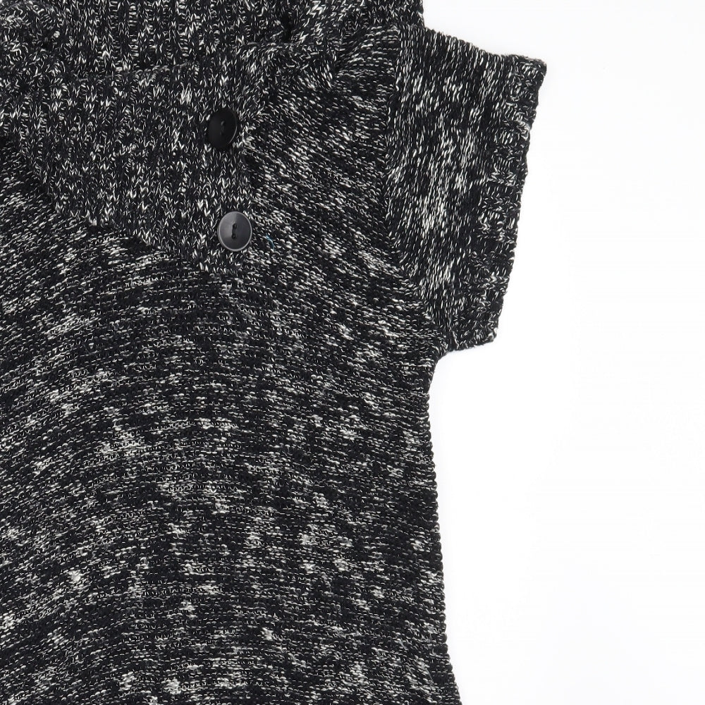 Papaya Womens Black Collared  Cotton Pullover Jumper Size 10