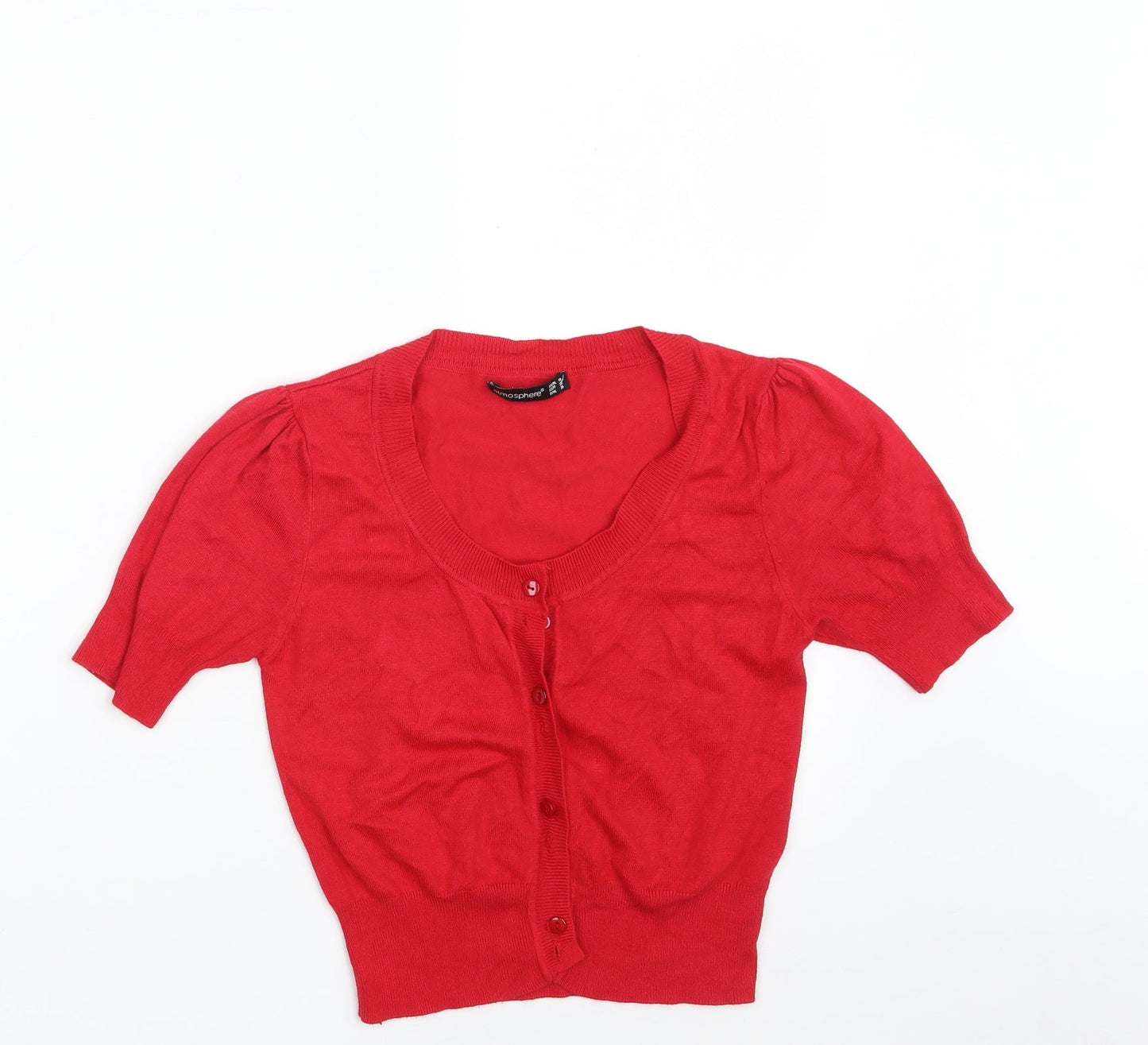 Atmosphere Womens Red Scoop Neck  Viscose Cardigan Jumper Size 10