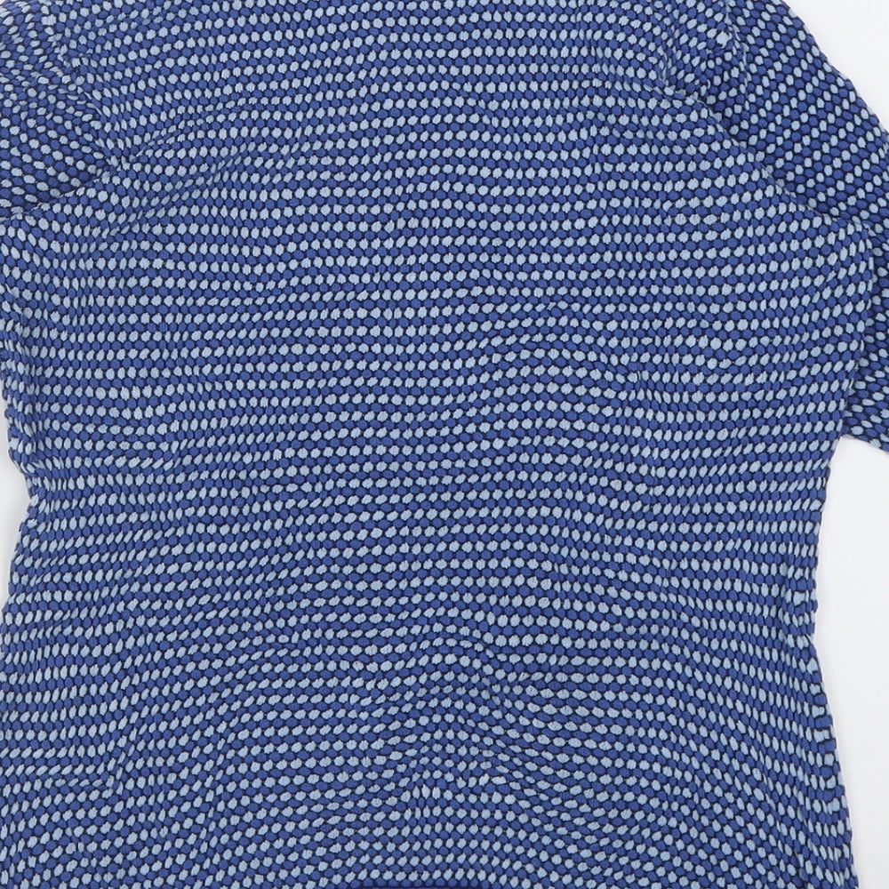 Savida Womens Blue Crew Neck Geometric Viscose Pullover Jumper Size M