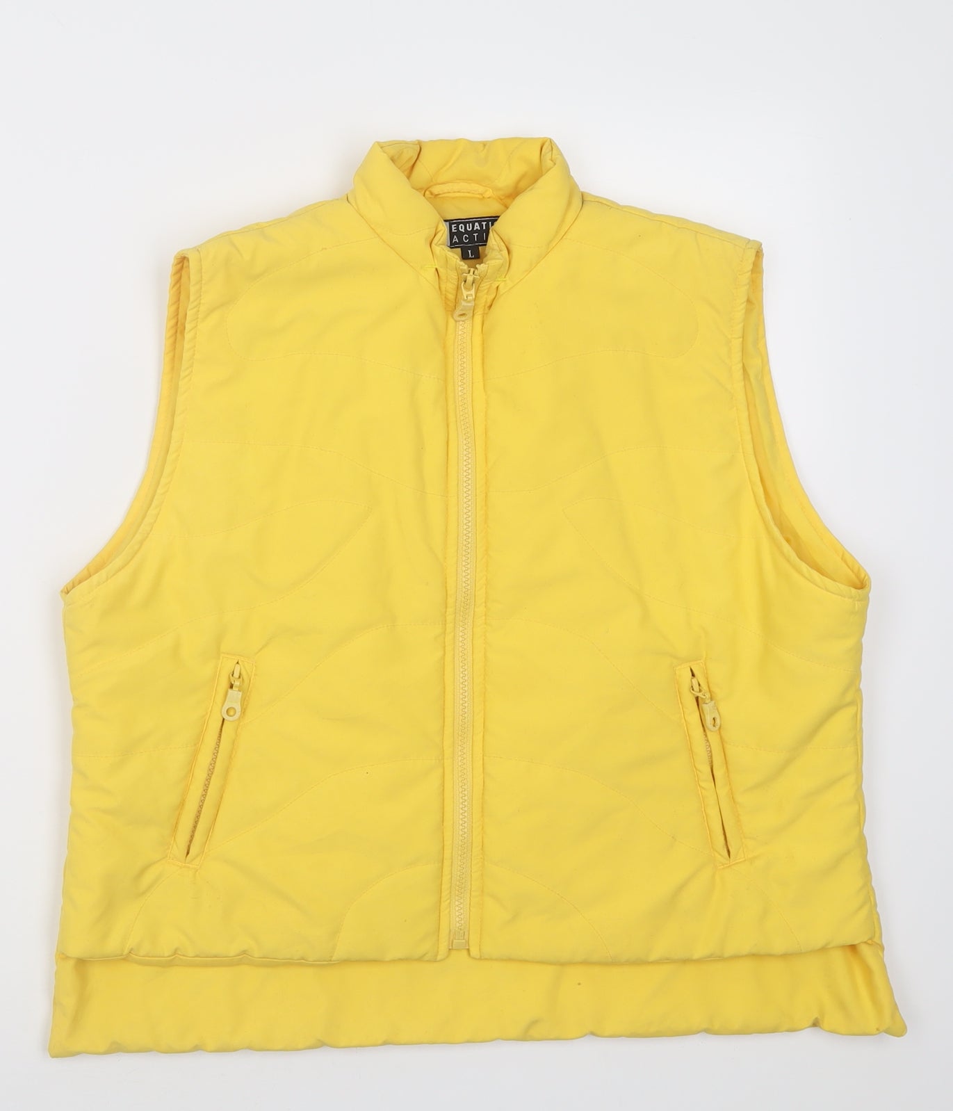 Equation Active Womens Yellow  Polyester Basic Casual Size L High Neck Zip