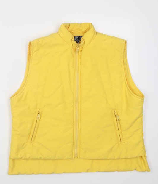 Equation Active Womens Yellow  Polyester Basic Casual Size L High Neck Zip
