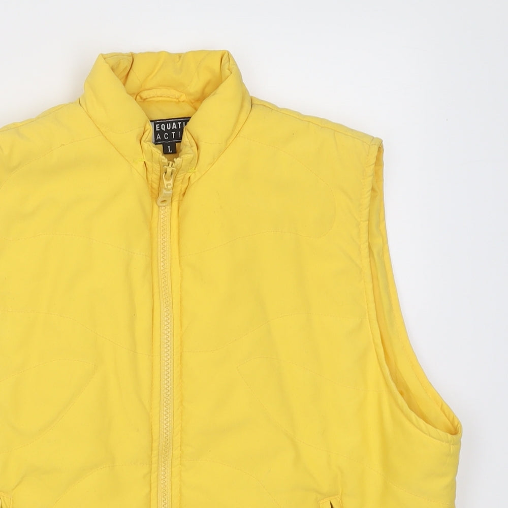 Equation Active Womens Yellow  Polyester Basic Casual Size L High Neck Zip