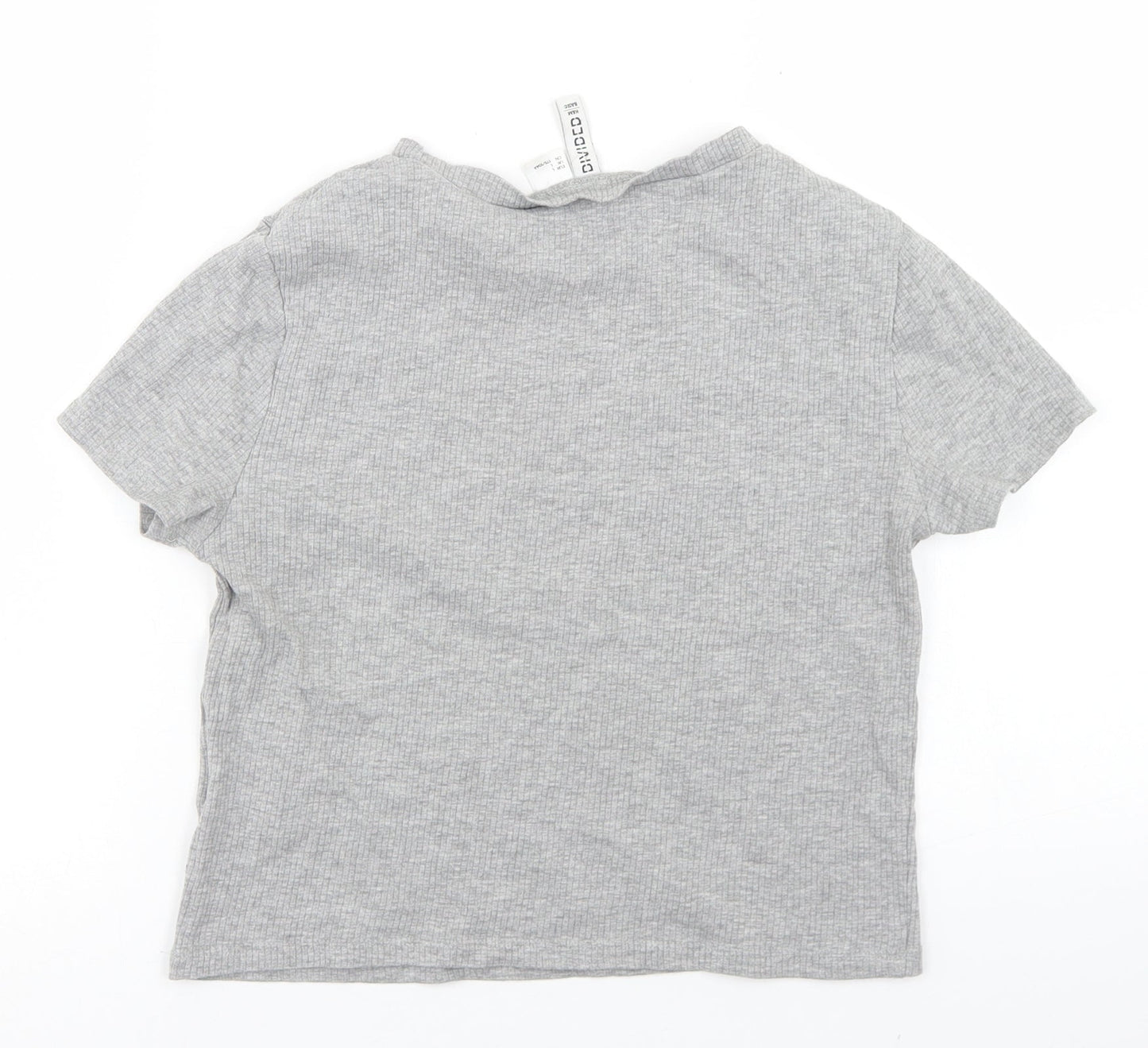Divided Womens Grey  Cotton Cropped T-Shirt Size L Crew Neck