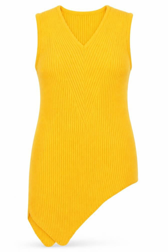 River Island Womens Yellow  Acrylic Basic Tank Size 10 V-Neck