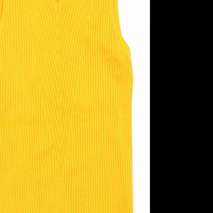 River Island Womens Yellow  Acrylic Basic Tank Size 10 V-Neck