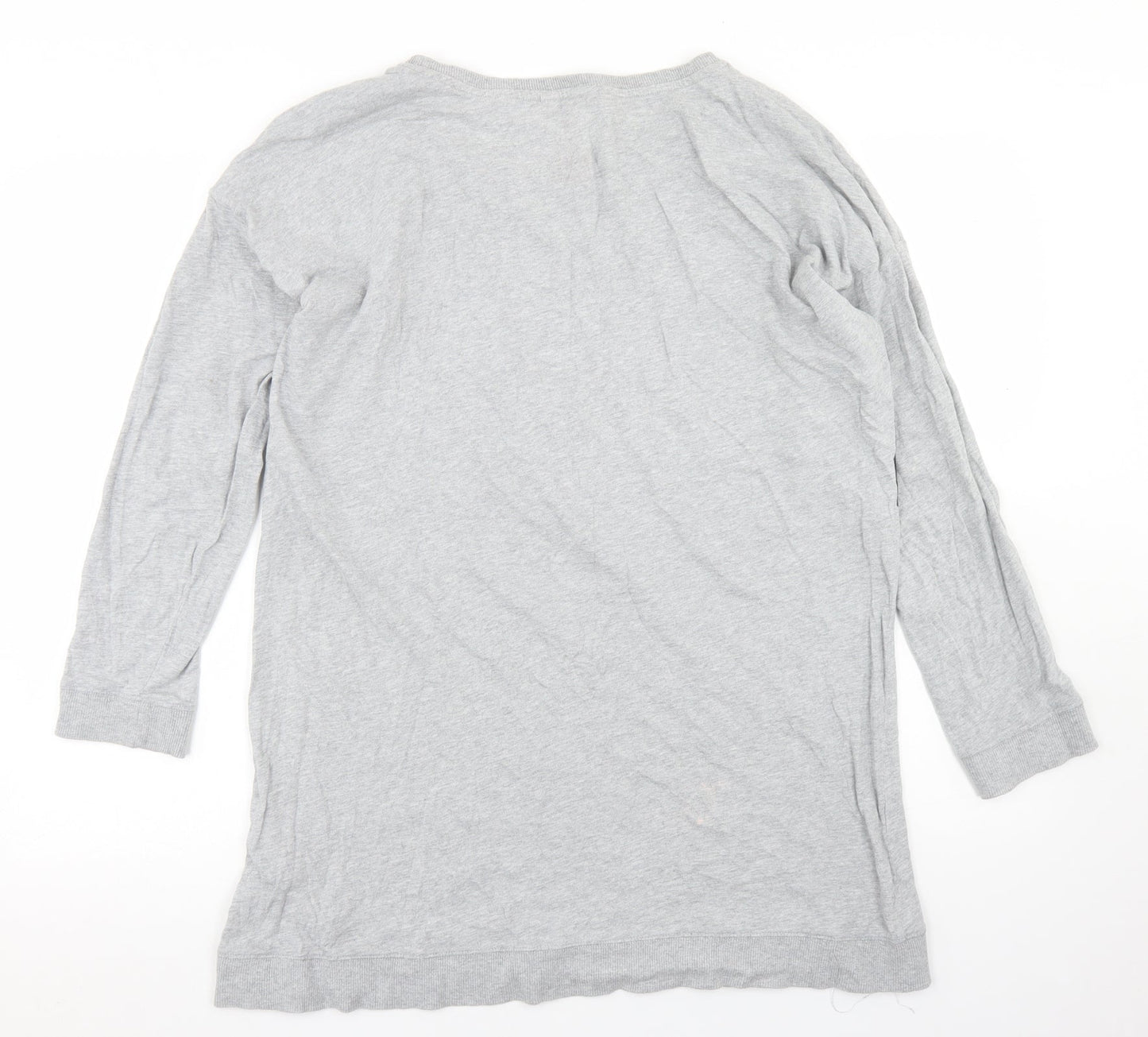 Marks and Spencer Womens Grey  Cotton Basic T-Shirt Size 14 Crew Neck - Mickey Mouse