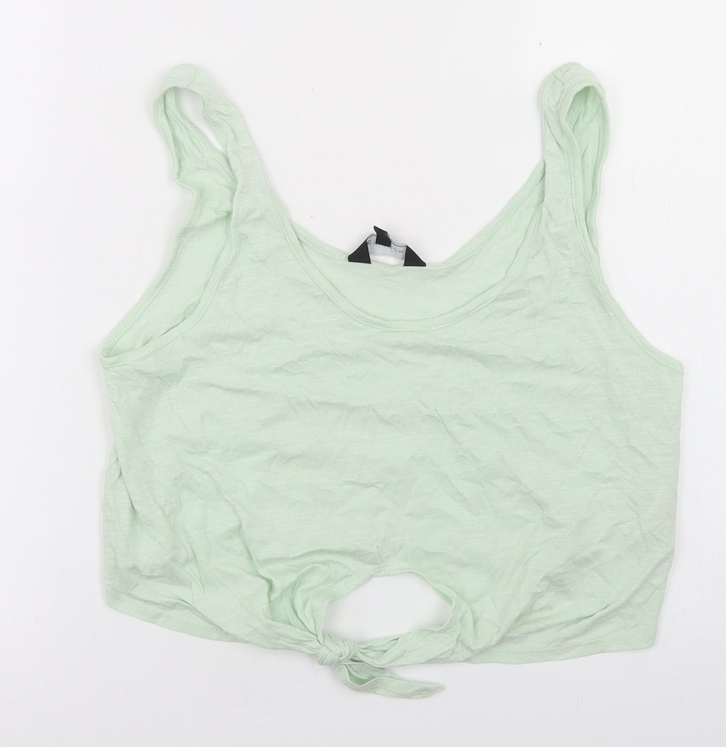 New Look Womens Green  Modal Cropped Tank Size 8 Round Neck - Tie Front