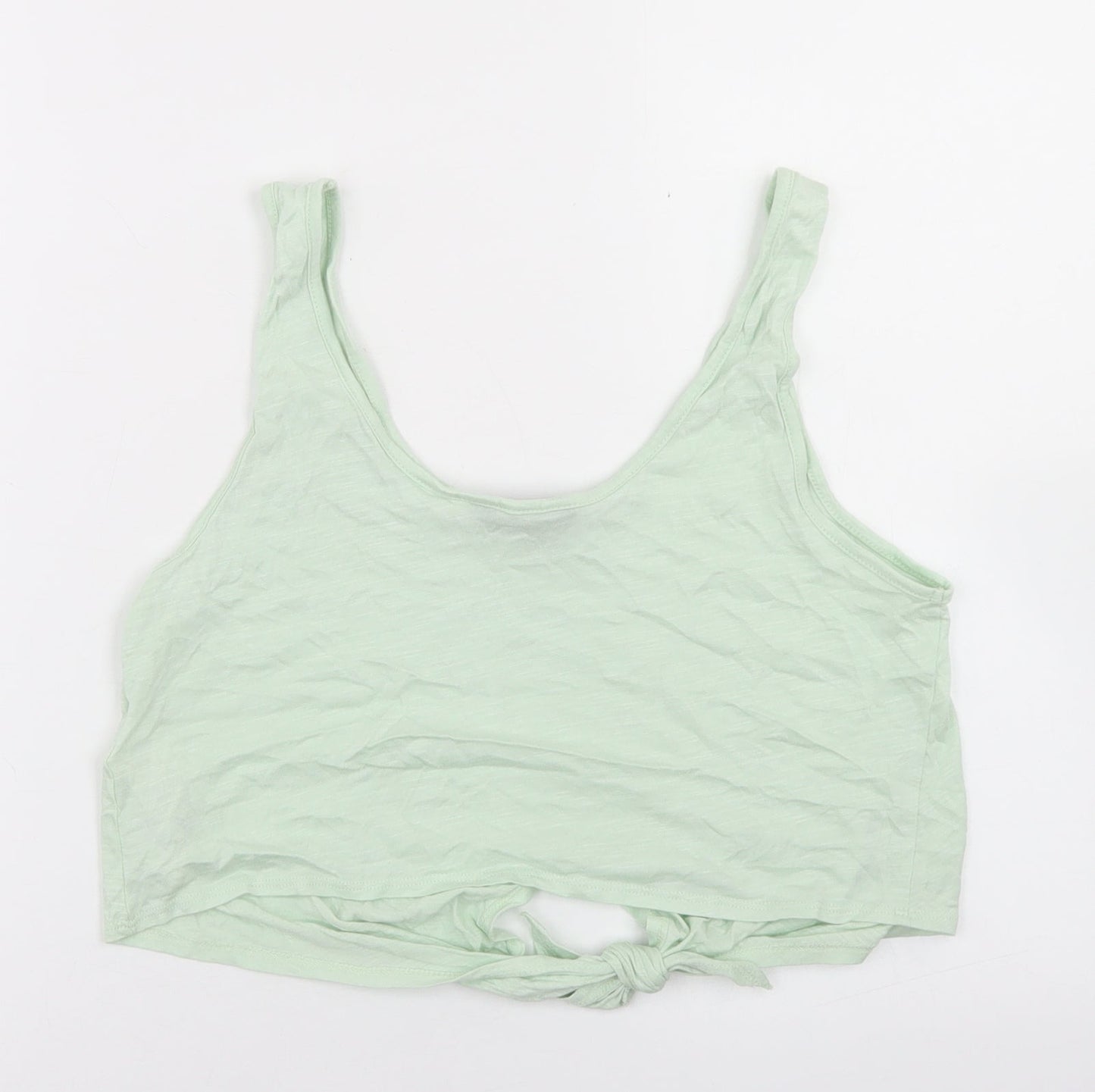 New Look Womens Green  Modal Cropped Tank Size 8 Round Neck - Tie Front
