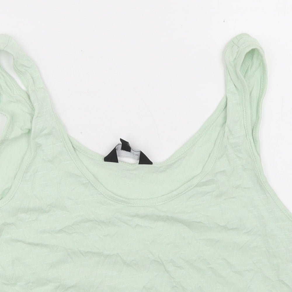 New Look Womens Green  Modal Cropped Tank Size 8 Round Neck - Tie Front