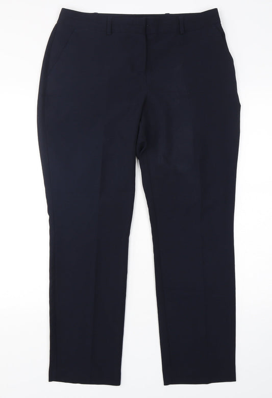 Dunnes  Womens Blue  Polyester Trousers  Size 12 L29 in Regular Hook & Eye