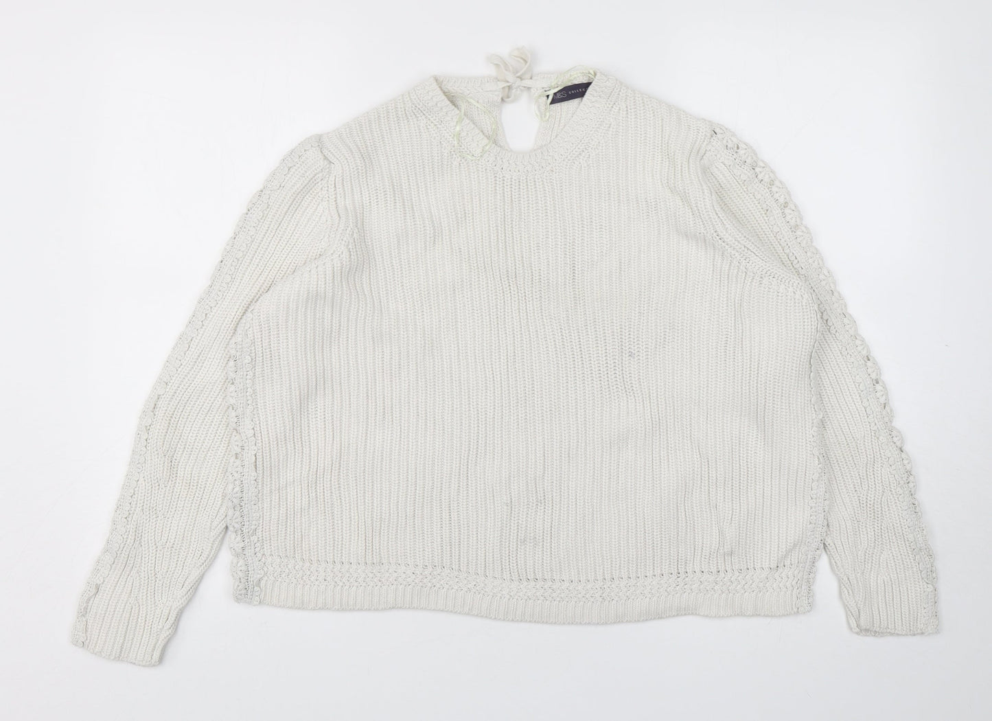Marks and Spencer Womens White Round Neck  Cotton Pullover Jumper Size XL