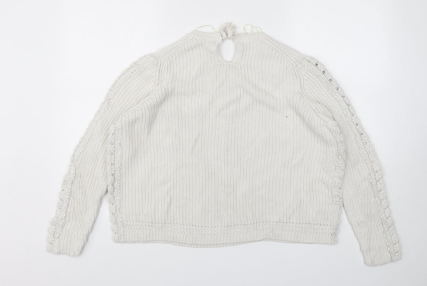 Marks and Spencer Womens White Round Neck  Cotton Pullover Jumper Size XL