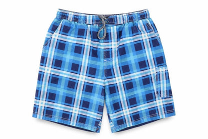 Atlantic Bay Mens Blue Check Polyester Bermuda Shorts Size M L9 in Regular Drawstring