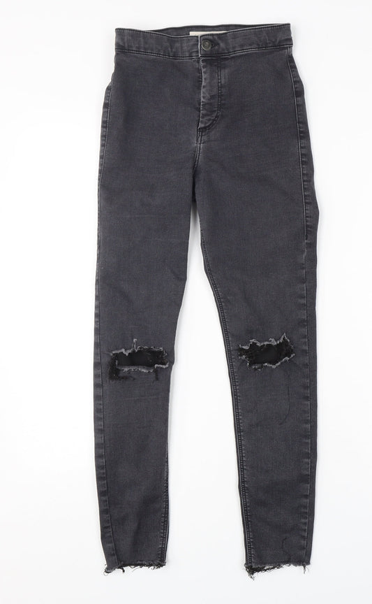 Topshop Womens Black  Cotton Skinny Jeans Size 26 in L30 in Regular