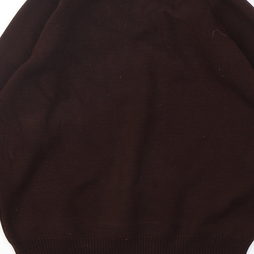 Hunter Boys Brown V-Neck  Acrylic Pullover Jumper Size S  Pullover