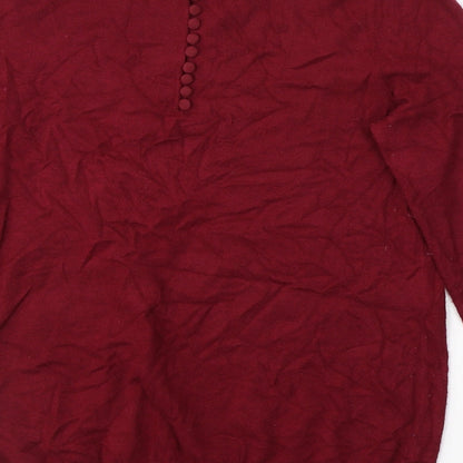 SAVIOR Womens Red Round Neck  Viscose Pullover Jumper Size M