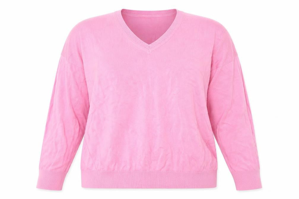 Dunnes Stores Womens Pink V-Neck  Cotton Pullover Jumper Size L