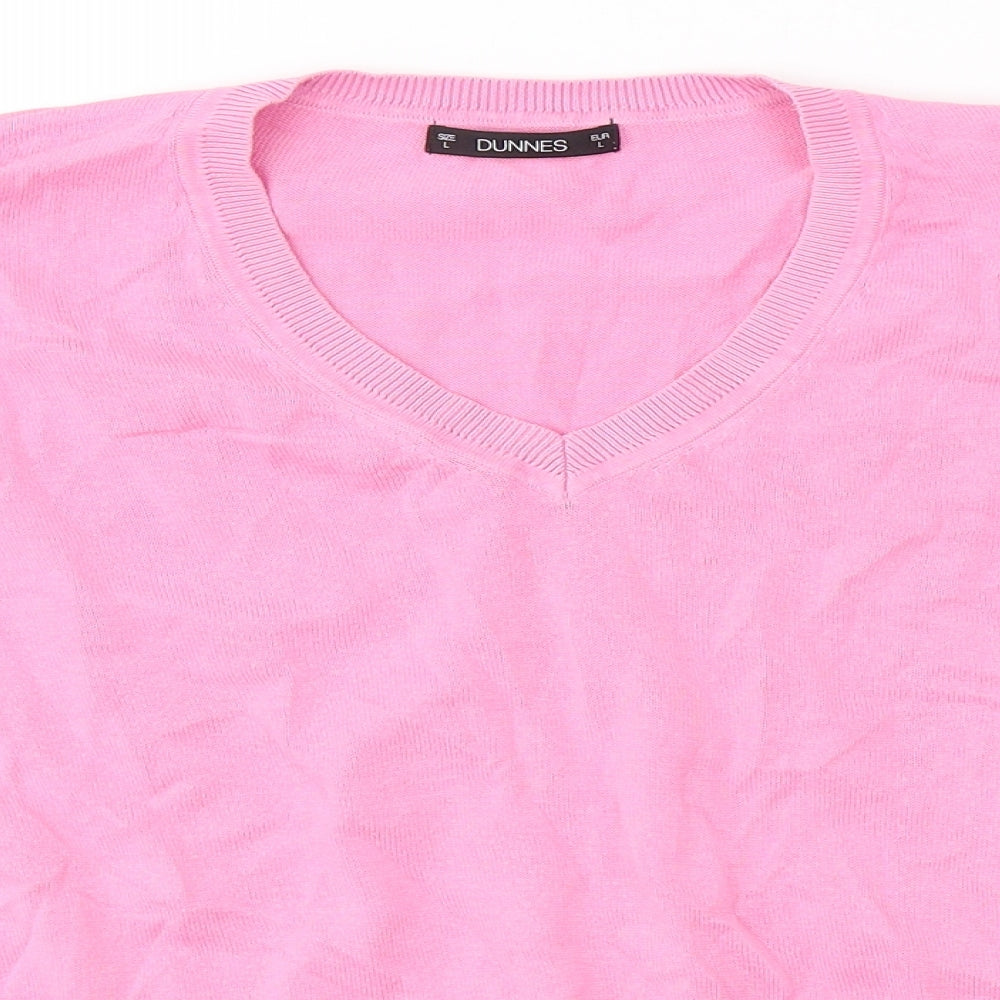 Dunnes Stores Womens Pink V-Neck  Cotton Pullover Jumper Size L